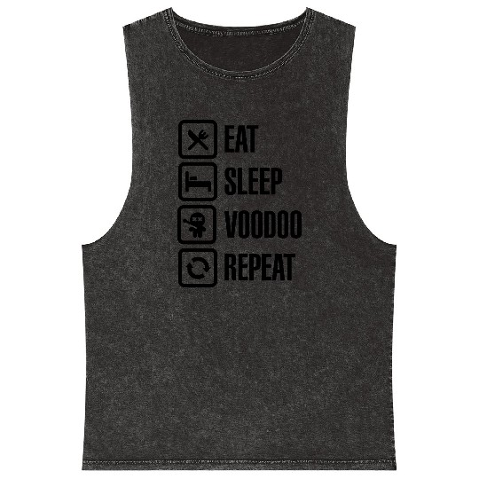 Eat sleep voodoo repeat black magic voodoo doll Mineral Wash Tank Tops