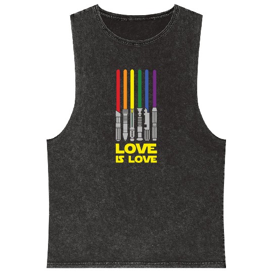 Lightsaber Rainbow - Love Is Love Mineral Wash Tank Tops