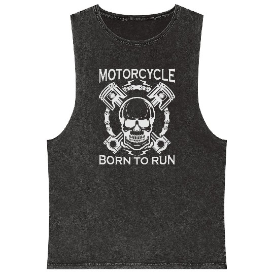 Born To Run Motorcycle Mineral Wash Tank Tops