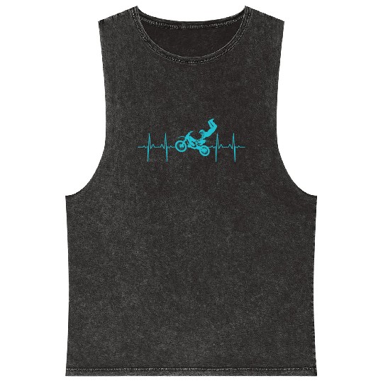 Motocross Dirt Bike MX Heartbeat Mineral Wash Tank Tops