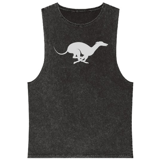 Light Grey Running Greyhound X Racer Track Dog Mineral Wash Tank Tops