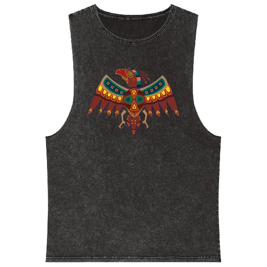 Native American Zodiac Falcon-1 (Aries) Mineral Wash Tank Tops