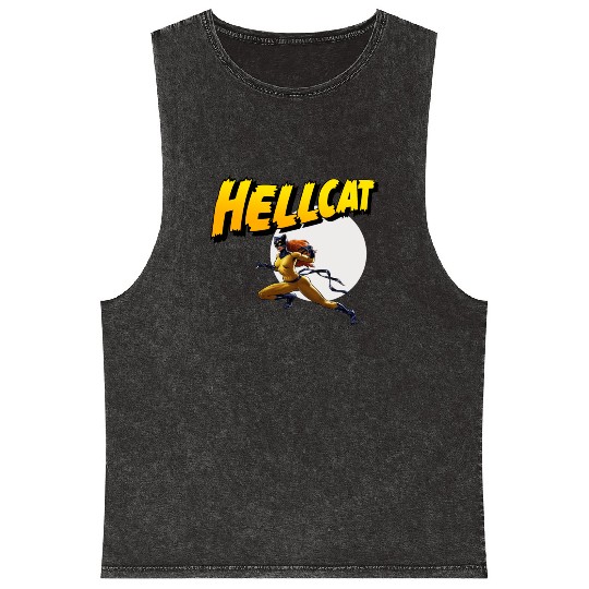 Mens Marvel Hell Cat Hella Cat Hellcat New cat Mineral Wash Tank Tops