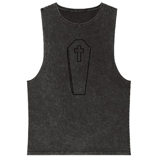 coffin burial cross grave cemetery dead gravestone Mineral Wash Tank Tops