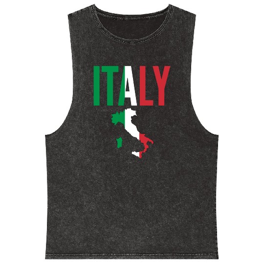 Italian Gift - Italy Map Country Mineral Wash Tank Tops