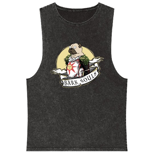 Bark Souls Mineral Wash Tank Tops - Pug Solaire - Dark Souls