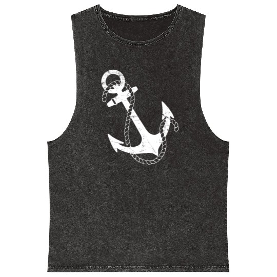 Retro Nautical Anchor Mineral Wash Tank Tops