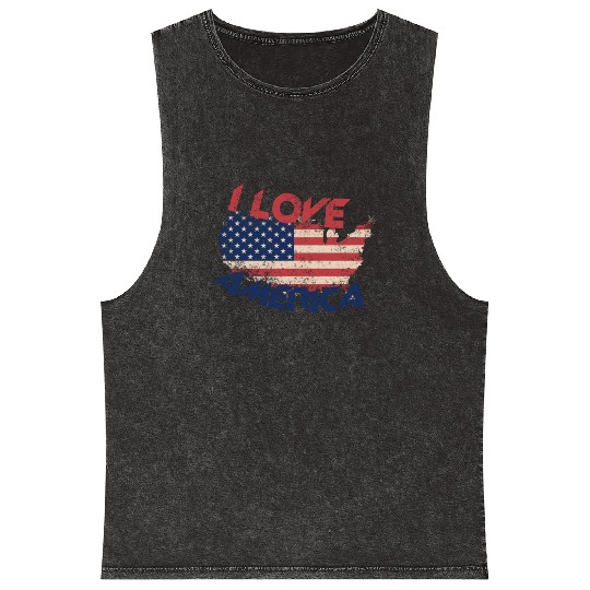 I LOVE AMERICA Mineral Wash Tank Tops