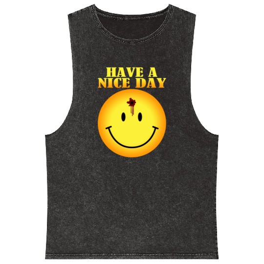 smiley face bullet hole Mineral Wash Tank Tops
