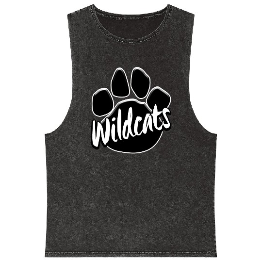 Wildcats Paw Print Mascot School Pride Mineral Wash Tank Tops
