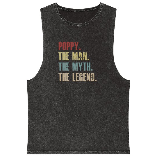 Poppy The Man The Myth The Legend Mineral Wash Tank Tops for men