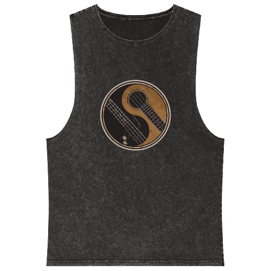 Guitar Ying Yang Gift Guitar Player Mineral Wash Tank Tops