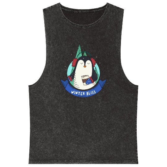 Winter Bliss | Holiday Penguin Mineral Wash Tank Tops