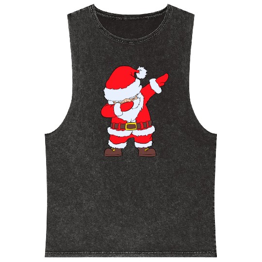 Dabbing Santa Mineral Wash Tank Tops Santa Claus Christmas Dab