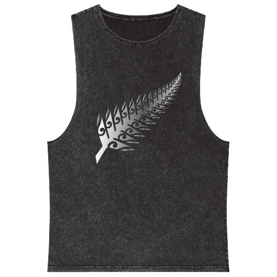 Silver Fern New Zealand Maori Style - Gift Idea Mineral Wash Tank Tops