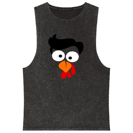 Turkey Face Thanksgiving Mineral Wash Tank Tops