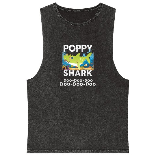 Poppy Shark Mineral Wash Tank Tops Doo Doo Doo Family Gift T Sh