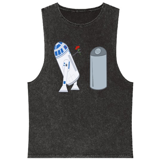 Confused R2D2 Mineral Wash Tank Tops
