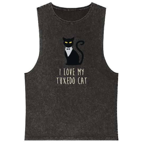 I Love My Tuxedo Cat Mineral Wash Tank Tops