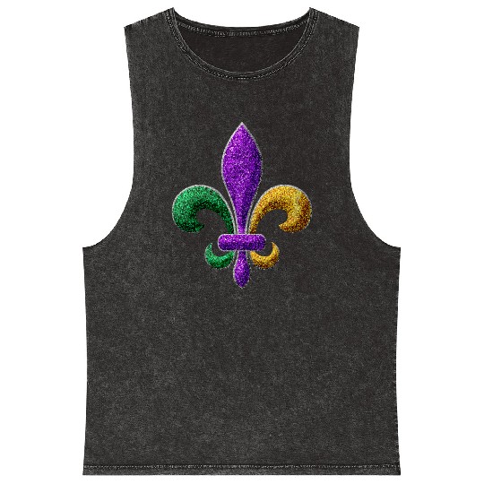 Mardi Gras New Orleans SaintsFleur De Lis Bling Mineral Wash Tank Tops