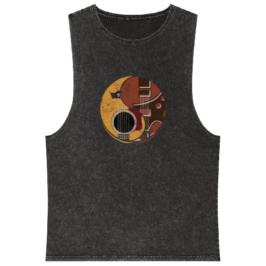 Guitar Ying Yang Music Guitar Player Gift Mineral Wash Tank Tops