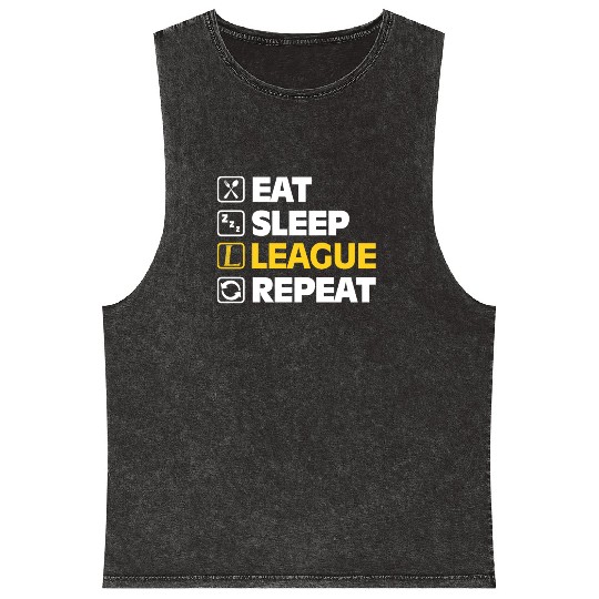 Eat Sleep League Repeat Bronze Master Legend LoL Mineral Wash Tank Tops