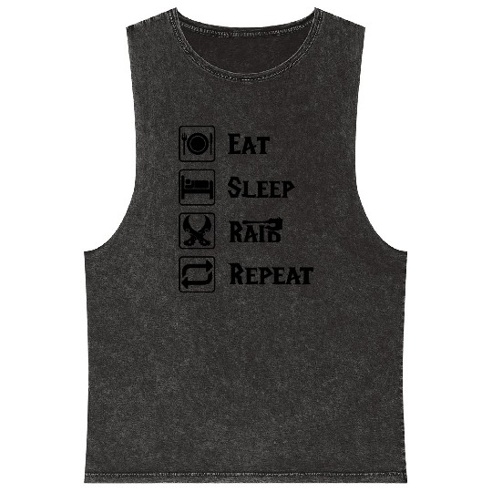 Eat sleep raid repeat world of warcraft present Mineral Wash Tank Tops