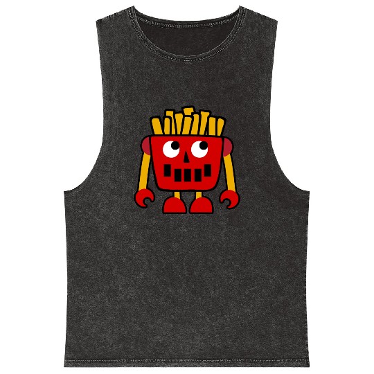 Burger Pizza French Fries Donut Robot Mineral Wash Tank Tops