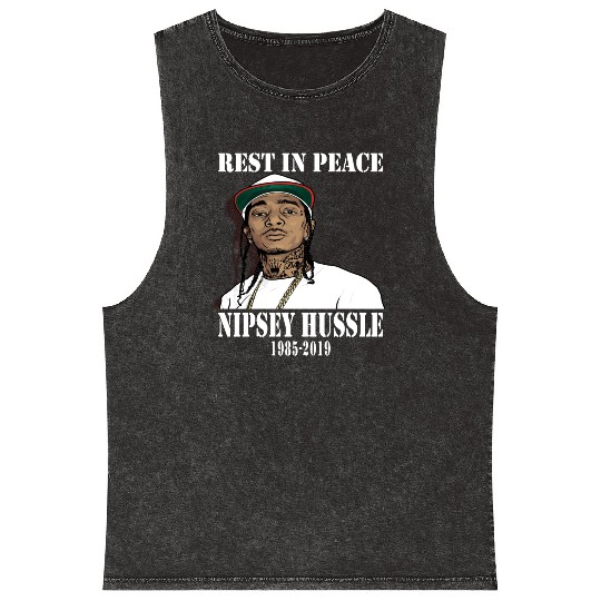 Nipsey Hussle Rest in Peace Mineral Wash Tank Tops