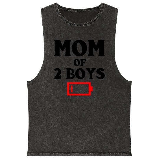 Tired Mom Of 2 Boys Funny Mother Of Two Sons Mineral Wash Tank Tops