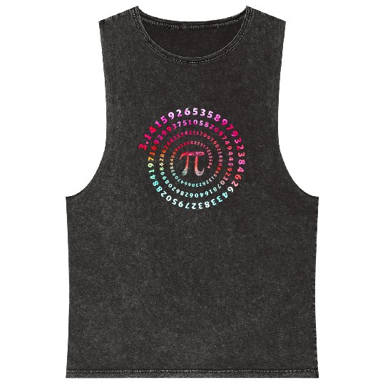 Pi Spiral Novelty Mineral Wash Tank Tops for Pi Day