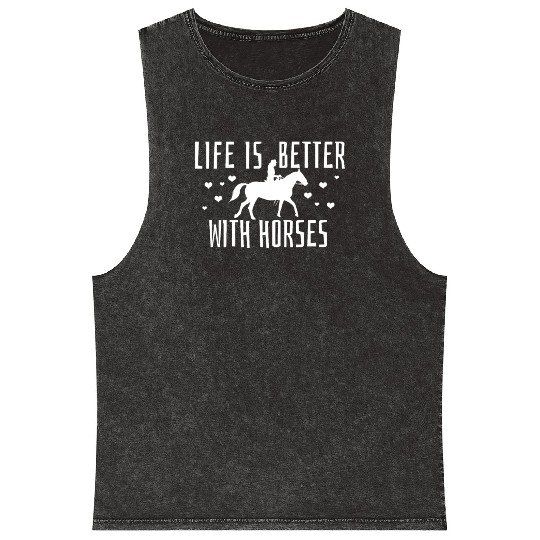 Horseback Horse Equestrian Mineral Wash Tank Tops
