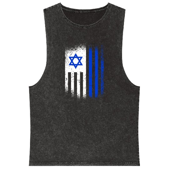 Israel Flags Design / Jerusalem Haifa Tel-Aviv Mineral Wash Tank Tops