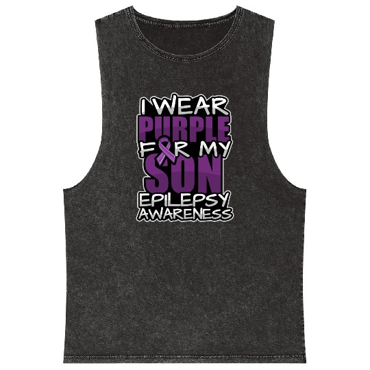 I wear purple for my son Epilepsy awareness - Mineral Wash Tank Tops