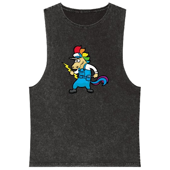 UNICORN ELECTRICIAN Electricity Lineman Wire Mineral Wash Tank Tops