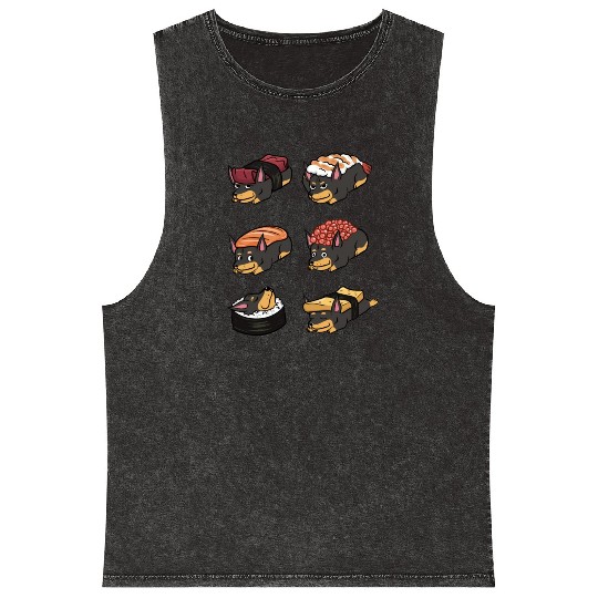 Doberman Sushi Nigiri Mineral Wash Tank Tops