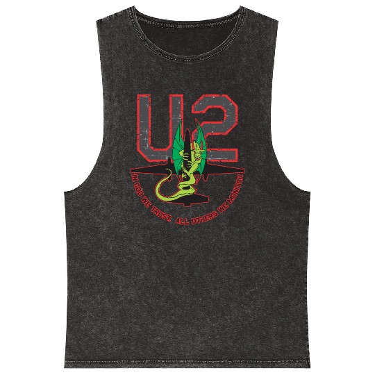 U-2 In God We Trust, All Others We Monitor Mineral Wash Tank Tops