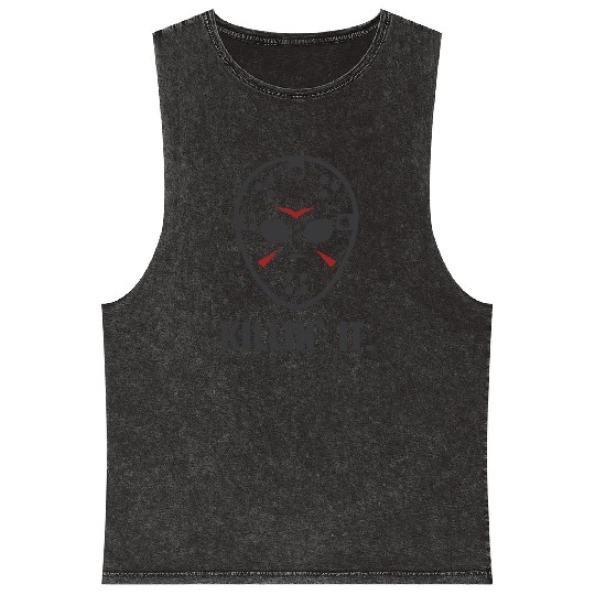 Killin It Friday 13TH Halloween Jason Mask Mineral Wash Tank Tops