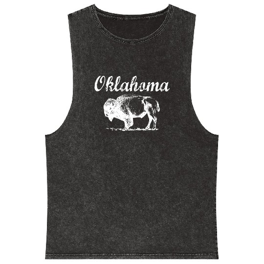 Oklahoma Buffalo Tribal Native American Country Ok Mineral Wash Tank Tops