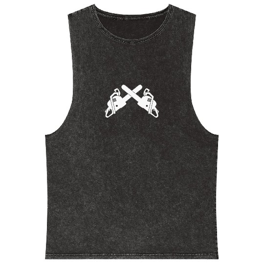 Chainsaw Lumberjack Mineral Wash Tank Tops