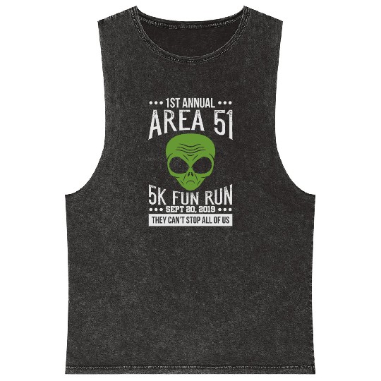 Area 51 Alien Fun run Mineral Wash Tank Tops