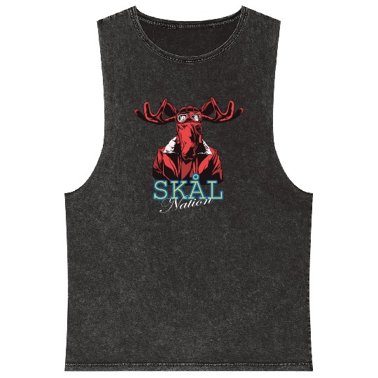 Skål Nation Sweden Moose Horns Swedish Colors Mineral Wash Tank Tops