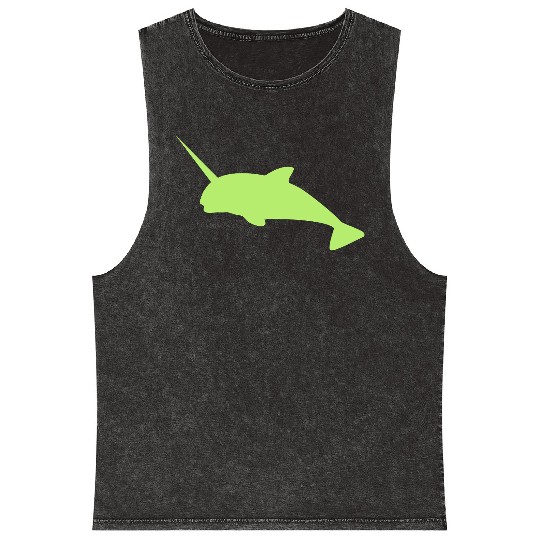 Sharp narwhal in green uniwhale Mineral Wash Tank Tops