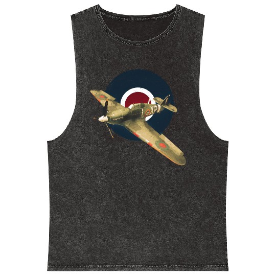 Hawker Hurricane RAF WW2 Fighter Plane Mineral Wash Tank Tops