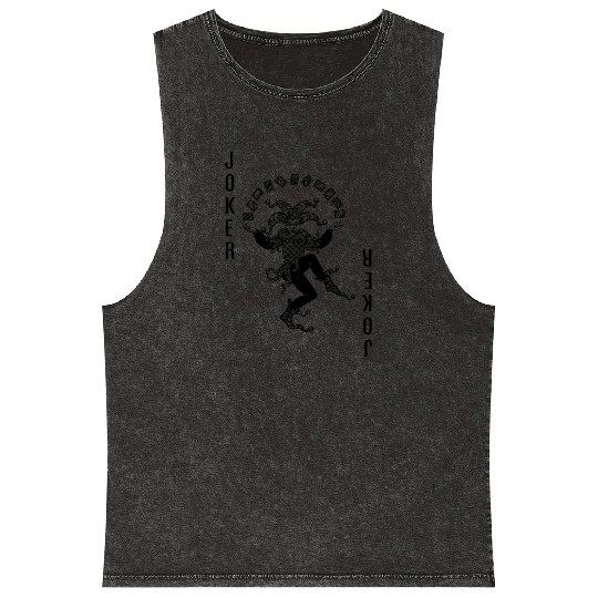 Black and White Joker Classic Card Deck Casino Mineral Wash Tank Tops