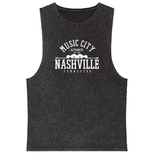Nashville Music City Tennessee Country Music Gift Mineral Wash Tank Tops