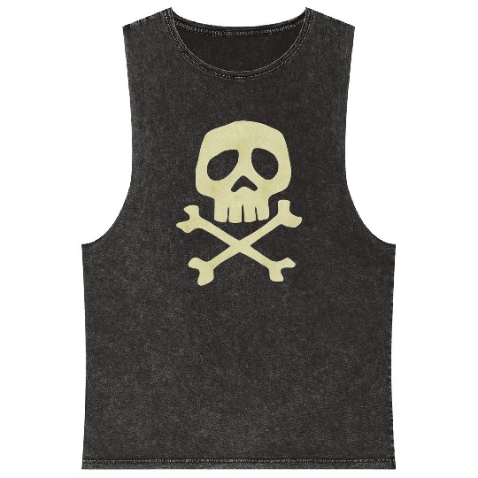 Misfits Style Captain Harlock Skull Crossbones Mineral Wash Tank Tops
