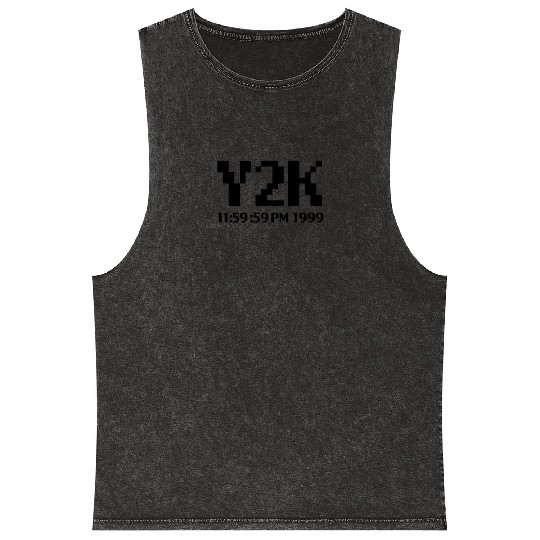 Funny Y2K Black 01 Mineral Wash Tank Tops