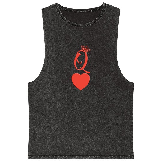 queen heart crown queen of hearts playing card Mineral Wash Tank Tops