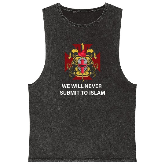 We will never submit to Islam! Mineral Wash Tank Tops